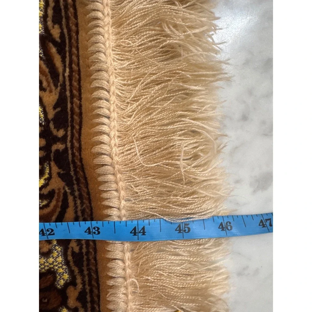 Aydin Mensucat Turkish Prayer Rug Brown Gold Mosque Design Fringed Sajadah Mat